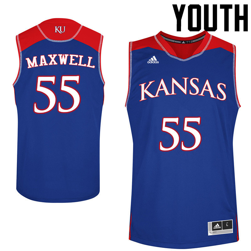 Youth Kansas Jayhawks #55 Evan Maxwell College Basketball Jerseys Sale-Blue